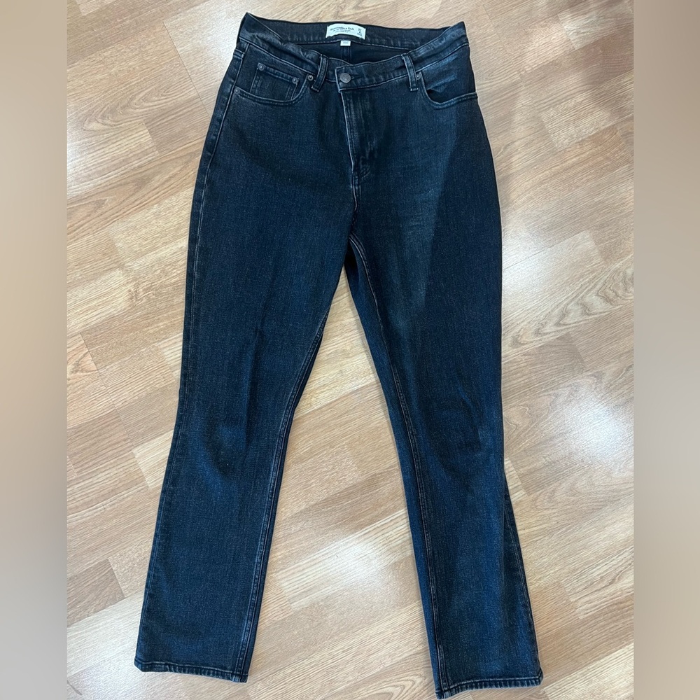 Abercrombie & Fitch the 90s straight ultra high rise curve love black